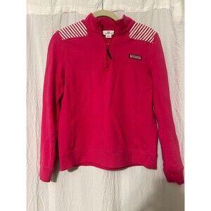 Vineyard Vines Womens Small 1/4 Quarter Zip Sweatshirt Pullover Whale Logo Pink